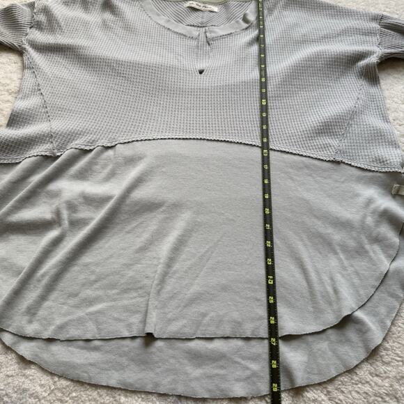 FREE PEOPLE We The Free Monterey Thermal Gray Long Sleeve Top Small Oversized - Picture 11 of 14